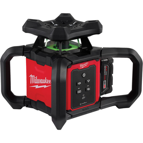 M18 Green Interior Rotary Laser Level Kit with Remote/Receiver & Wall Mount Bracket, 1000' (304.8 m) Trail Hammer and Bolt