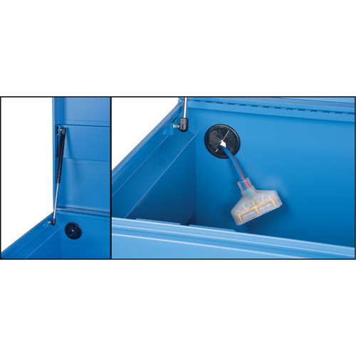 Coffre &agrave; outils de chantier, 60" x 24" x 27-1/2", Acier, Bleu Trail Hammer and Bolt