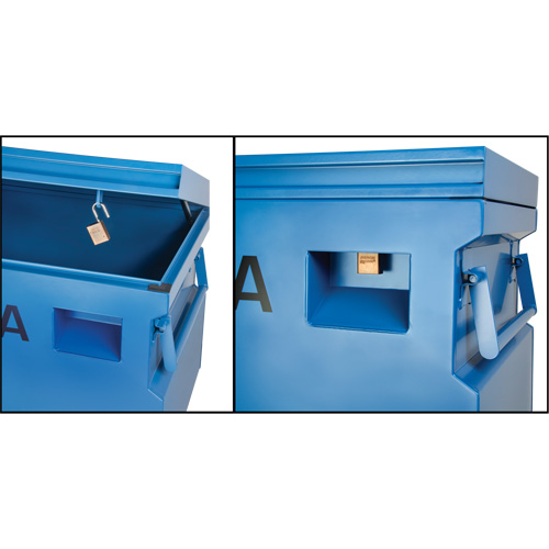 Coffre &agrave; outils de chantier, 60" x 24" x 27-1/2", Acier, Bleu Trail Hammer and Bolt
