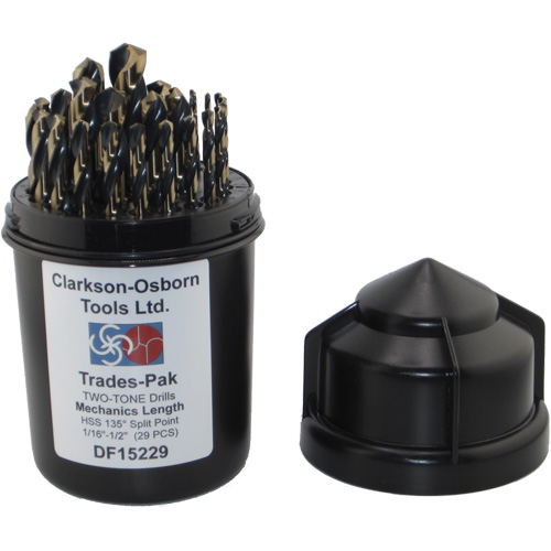 Two-Tone 29-Piece Mechanic's Drill Set, High Speed Steel Trail Hammer and Bolt
