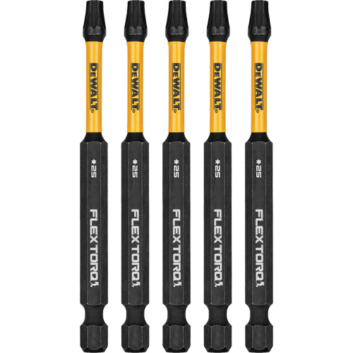 5-Piece FLEXTORQ&reg; Impact Screwdriving Bits, Torx, T-25, 1/4" Drive Trail Hammer and Bolt
