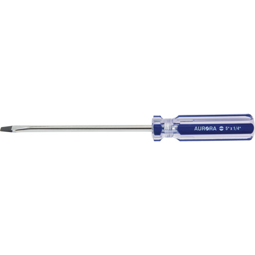 Tournevis &agrave; fente bleu transparent avec bandes, Tige de 1/4", Ronde, Prise en Plastique Trail Hammer and Bolt