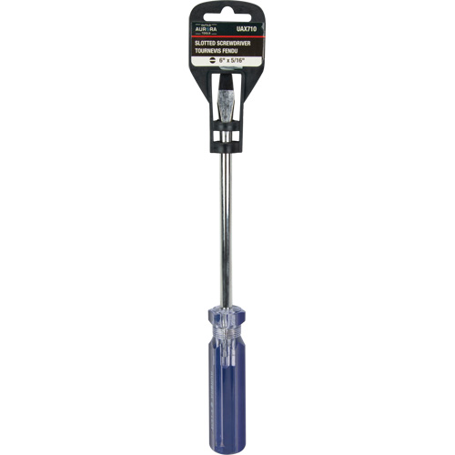 Tournevis &agrave; fente bleu transparent avec bandes, Tige de 5/16", Ronde, Prise en Plastique Trail Hammer and Bolt