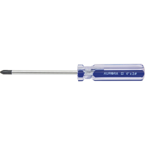 Tournevis Philips bleu transparent avec bandes, #2, Prise Plastique Trail Hammer and Bolt