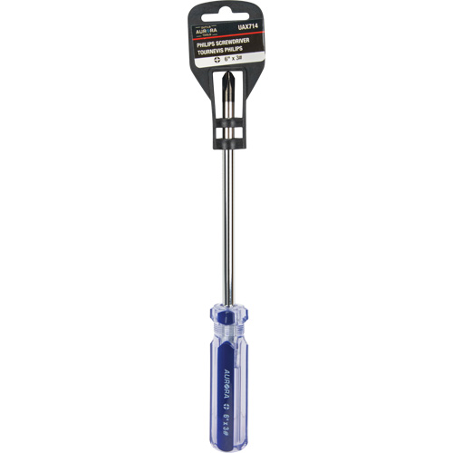Tournevis Philips bleu transparent avec bandes, #3, Prise Plastique Trail Hammer and Bolt