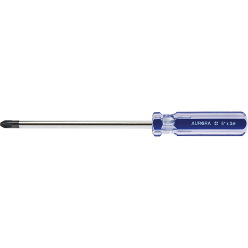 Tournevis Philips bleu transparent avec bandes, #3, Prise Plastique Trail Hammer and Bolt