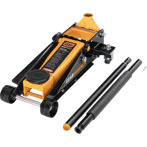 Heavy-Duty Floor Jack, 3 Ton(s) Capacity, 5-1/4" Lowered, 18-1/4" Raised, Manual Hydraulic Trail Hammer and Bolt