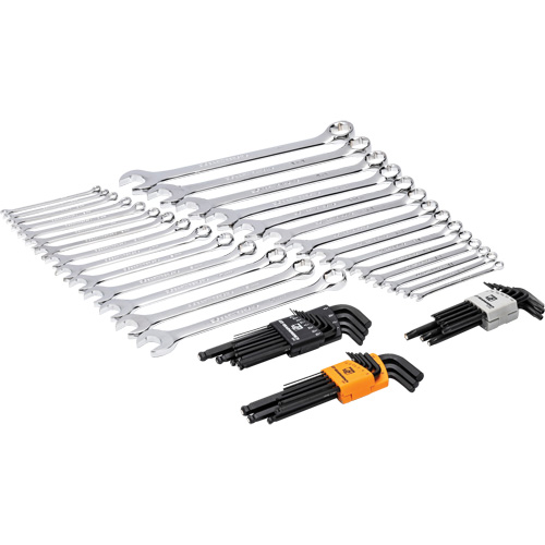 6-Point Combination Wrench and Hex Key Set in Foam Storage Tray Trail Hammer and Bolt
