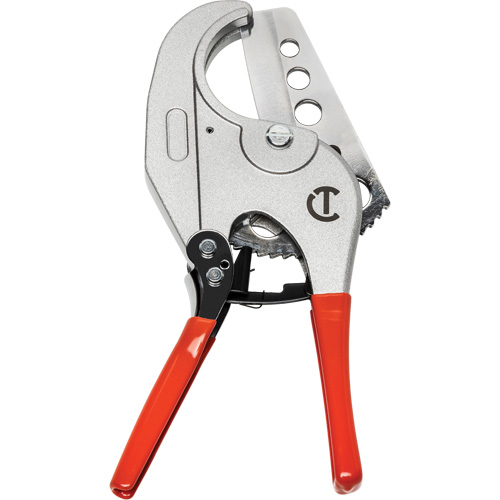Ratcheting PVC Pipe Cutter with Dipped Grips, 1/4"- 2-3/8" Capacity Trail Hammer and Bolt