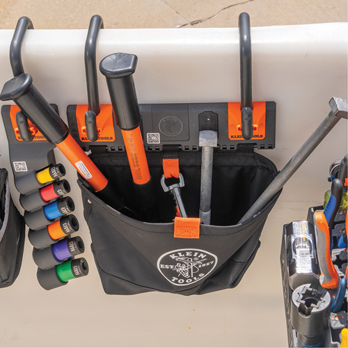 Module de poche pour quincaillerie avec crochet en S Bucket Work Centre, Nylon, 1 pochettes, Noir/Orange Trail Hammer and Bolt