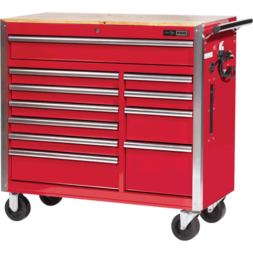 PRC4211 Pro Series Roller Cabinet, 11 Drawers, 42" W x 18" D x Red Trail Hammer and Bolt