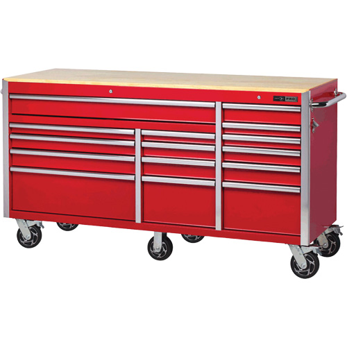 PRC7215 Armoire roulante de s&eacute;rie Pro, 15 tiroirs, 72" la x 24" p x Rouge Trail Hammer and Bolt