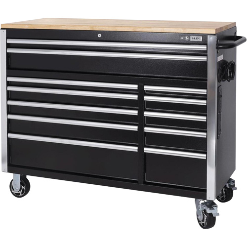 HDRC5212 Armoire mobile de s&eacute;rie HD, 12 tiroirs, 51-1/4" la x 21" p x 40-3/10" h, Noir Trail Hammer and Bolt