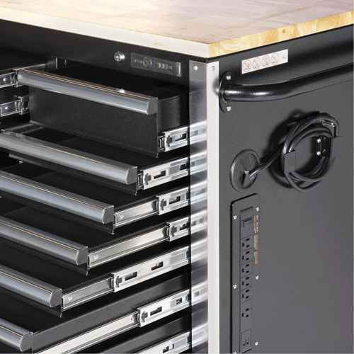 HDRC7220 HD Series Roller Cabinet, 20 Drawers, 72" W x 24" D x 42-3/10" H, Black Trail Hammer and Bolt