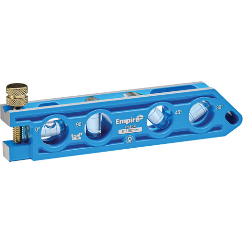 Niveau torpille moul&eacute; sous pression TRUE BLUE, 6" lo, Aluminium, 4 fioles Trail Hammer and Bolt