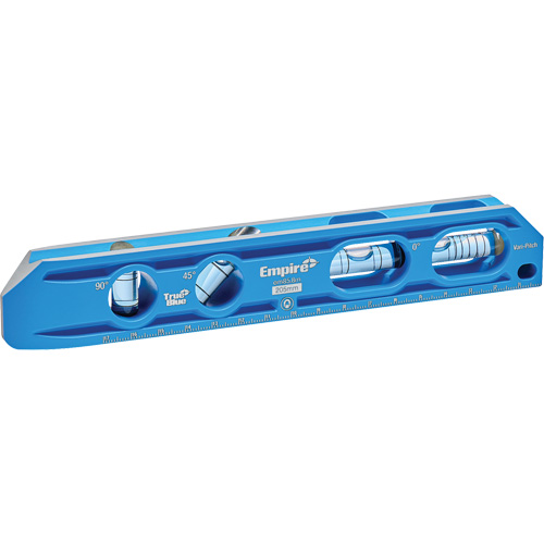 Niveau torpille moul&eacute; sous pression TRUE BLUE, 8" lo, Aluminium, 4 fioles, Magn&eacute;tique Trail Hammer and Bolt