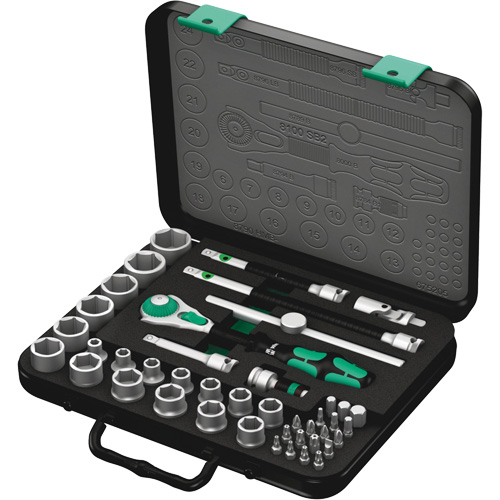 8100 SB 2 Zyklop Speed Ratchet Set, 43 Pcs, 3/8" Drive Size Trail Hammer and Bolt