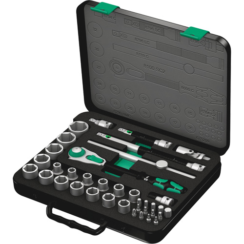 8100 SC 2 Zyklop Speed Ratchet Set, 37 Pcs, 3/8" Drive Size Trail Hammer and Bolt