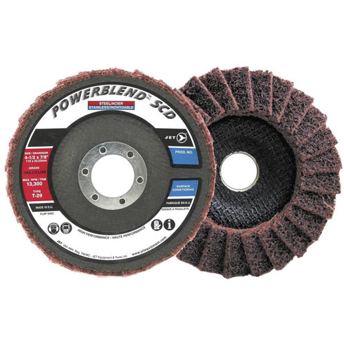 Disque &agrave; lamelles incurv&eacute; pour traitement de surface POWERBLEND SCD, 5" x 7/8", Type 29, Grain Moyen Trail Hammer and Bolt