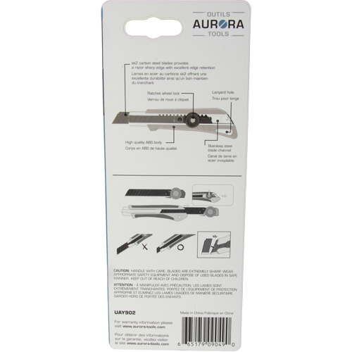 Couteau professionnel de 18 mm avec verrouillage &agrave; cliquet, Acier inoxydable, Robuste, Prise en Plastique Trail Hammer and Bolt