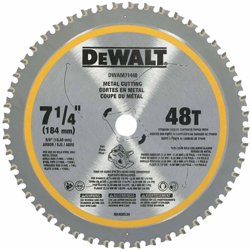 Lame de scie circulaire, 7-1/4", 48 dents, Pour M&eacute;tal Trail Hammer and Bolt