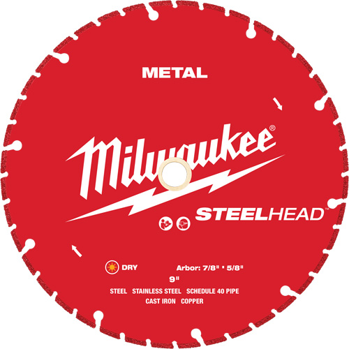 Lame de coupe diamant&eacute;e STEELHEAD, 9", Pour M&eacute;tal Trail Hammer and Bolt