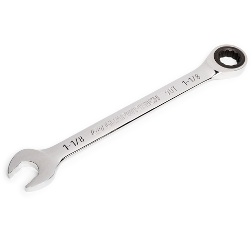 Cl&eacute; &agrave; cliquet combin&eacute;e &agrave; 90 dents, 12 pans, 1-1/8", Fini Chrome Trail Hammer and Bolt