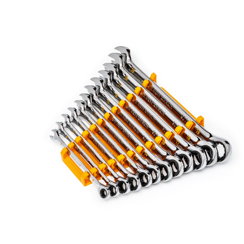 90-Tooth 12 Point Wrench Set, Ratcheting Combination, 12 Pieces, Metric Trail Hammer and Bolt