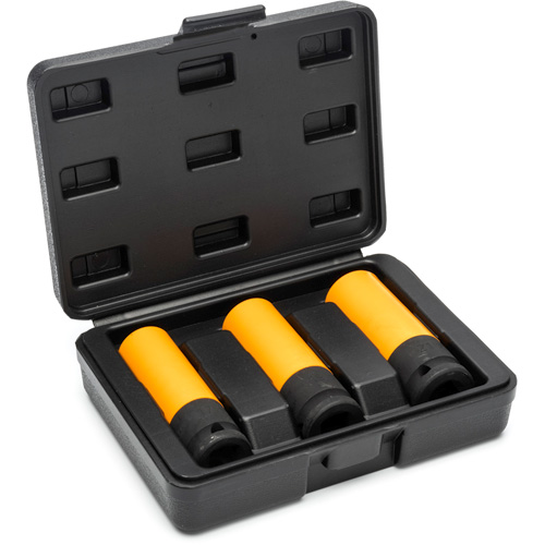 Metric High-Strength Wheel Protector Socket Set, 3 Pcs, Impact, 1/2" Drive Size, Deep Trail Hammer and Bolt