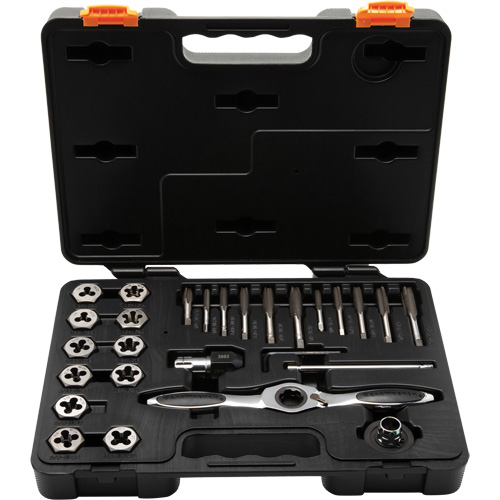 SAE Ratcheting Tap & Die Set, 27 Pieces Trail Hammer and Bolt