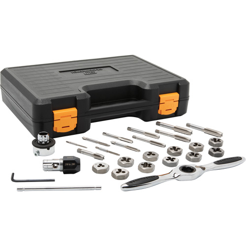Metric Ratcheting Tap & Die Set, 27 Pieces Trail Hammer and Bolt