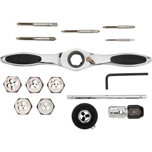 Metric Ratcheting Tap & Die Set, 15 Pieces Trail Hammer and Bolt