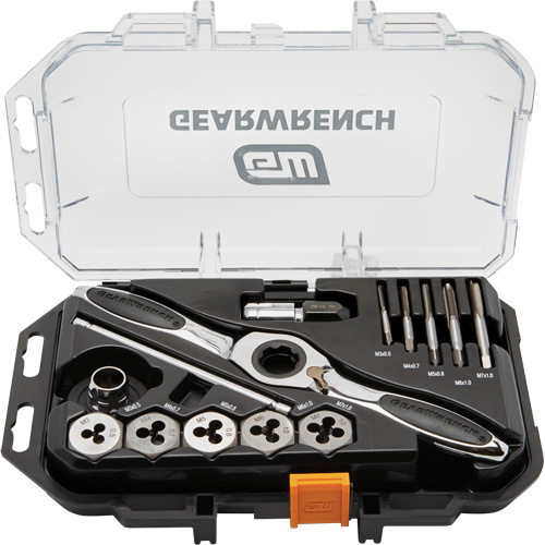Metric Ratcheting Tap & Die Set, 15 Pieces Trail Hammer and Bolt