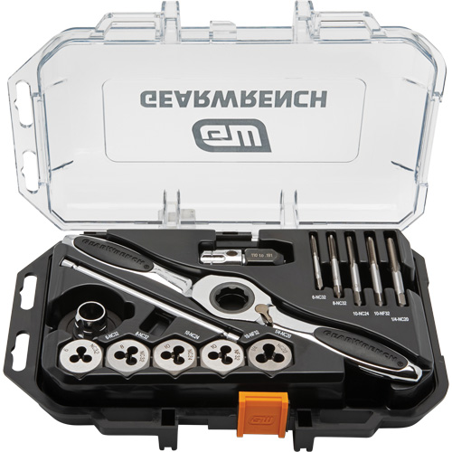 SAE Ratcheting Tap & Die Set, 15 Pieces Trail Hammer and Bolt