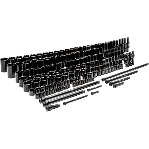 6-Point SAE/Metric Master Socket Set, 209 Pcs, Impact, Deep Trail Hammer and Bolt