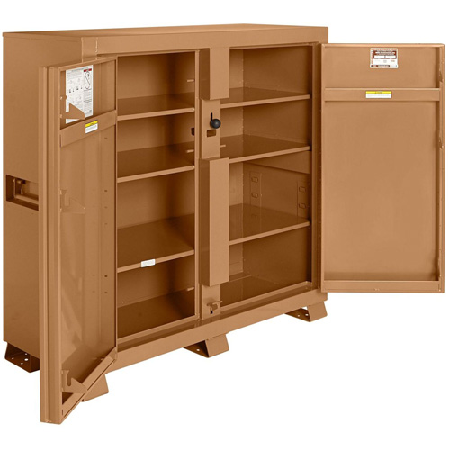 Model 109 Jobsite Cabinet with Padlock, Steel, 47.5 Cubic Feet, Tan Trail Hammer and Bolt