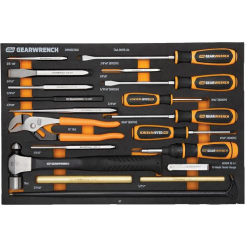 Jeu de tournevis & outils de frappe dans un plateau de rangement en mousse Trail Hammer and Bolt