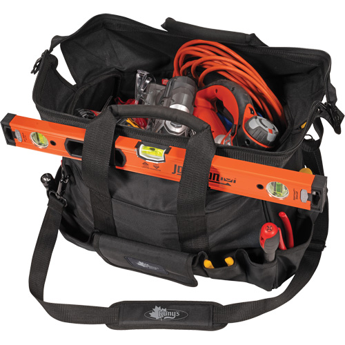 Sac &agrave; outils Phantom 18" pour entrepreneur, Polyester balistique, 25 pochettes, Noir Trail Hammer and Bolt