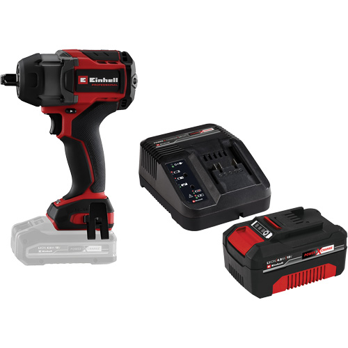 Professional Cordless Impact Wrench with 4Ah PXC Battery & Charger Starter Kit, 18 V, 1/2" Socket Trail Hammer and Bolt