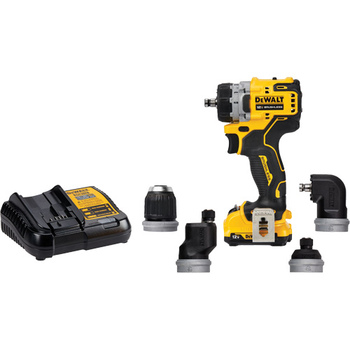 XTREME Brushless Cordless 5-in-1 Drill/Driver Kit, Lithium-Ion, 12 V, 3/8" Chuck Trail Hammer and Bolt
