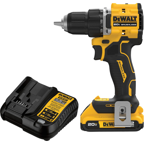 ATOMIC COMPACT SERIES Brushless Cordless Drill/Driver Kit, Lithium-Ion, 20 V, 1/2" Chuck Trail Hammer and Bolt