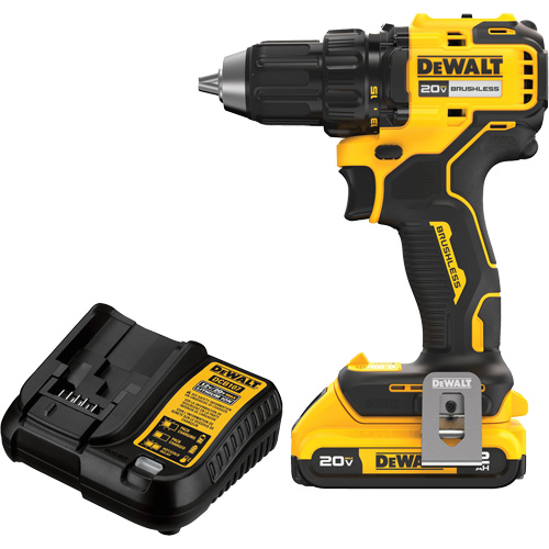 Brushless Cordless Drill/Driver Kit, Lithium-Ion, 20 V, 1/2" Chuck Trail Hammer and Bolt