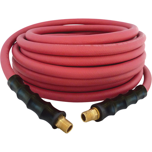 MAXPRO Rubber Hose, Air/Water, EPDM Rubber/Polyester, 3/8" dia. x 50', 300 psi, 1/4 NPT Trail Hammer and Bolt