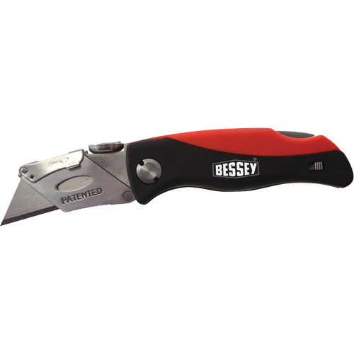 Folding Utility Knife, 2-3/8" Blade, Plastic/Cushion Handle Trail Hammer and Bolt