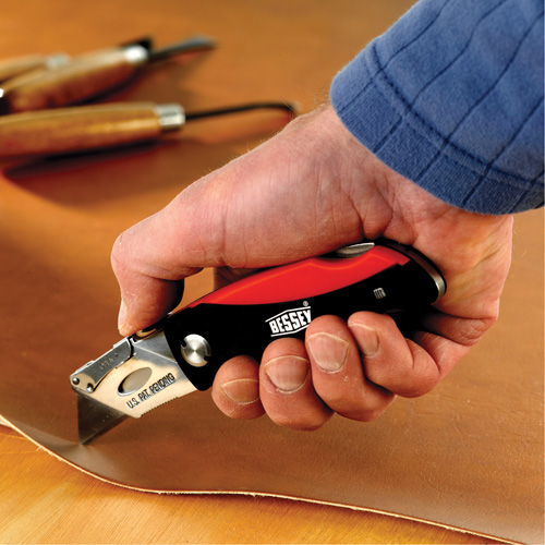 Folding Utility Knife, 2-3/8" Blade, Plastic/Cushion Handle Trail Hammer and Bolt