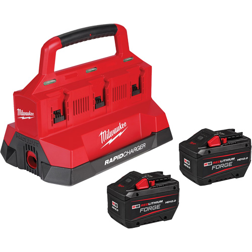 Ensemble de d&eacute;marrage M18 Forge avec 2 bloc-piles et chargeur rapide &agrave; six baies, Lithium-ion, 18 V, 12 Ah Trail Hammer and Bolt
