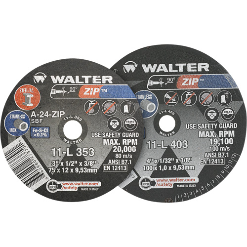 Zip Cut-Off Wheel, 4" x 1/4", 3/8" Arbor, Type 1 Trail Hammer and Bolt