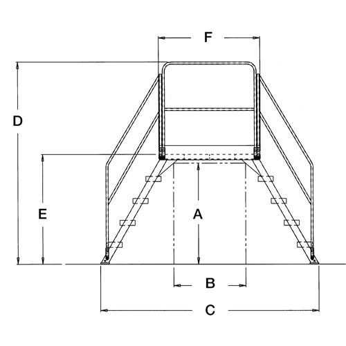 Crossover Ladder, 104" Overall Span, 60" H x 36" D, 24" Step Width Trail Hammer and Bolt