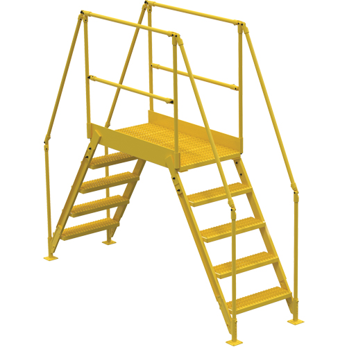 Crossover Ladder, 103-1/2" Overall Span, 50" H x 48" D, 24" Step Width Trail Hammer and Bolt