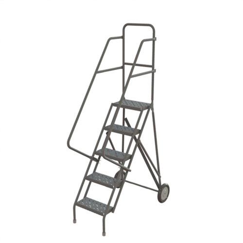 Rolling Ladder, 5 Steps, Serrated, 50" High Trail Hammer and Bolt